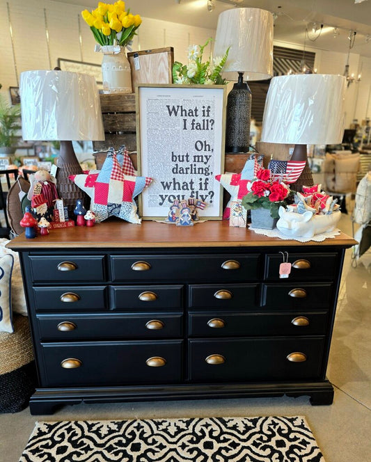 Black long dresser with Gold cup handles