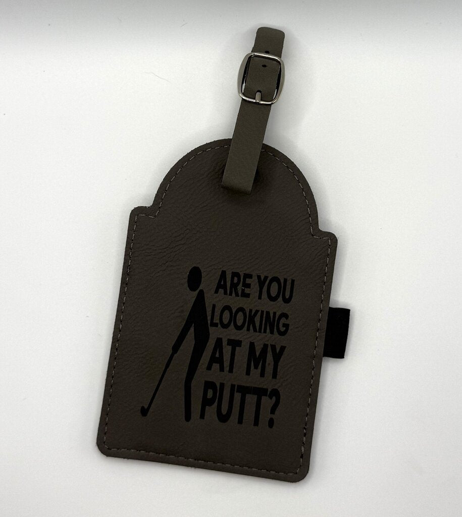 Engraved Leather Golf Bag Tag with Golf Tees