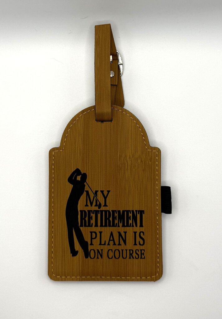Engraved Leather Golf Bag Tag with Golf Tees