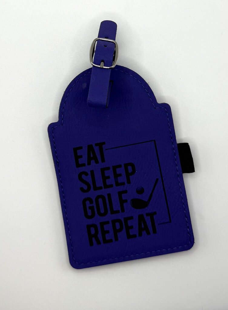 Engraved Leather Golf Bag Tag with Golf Tees