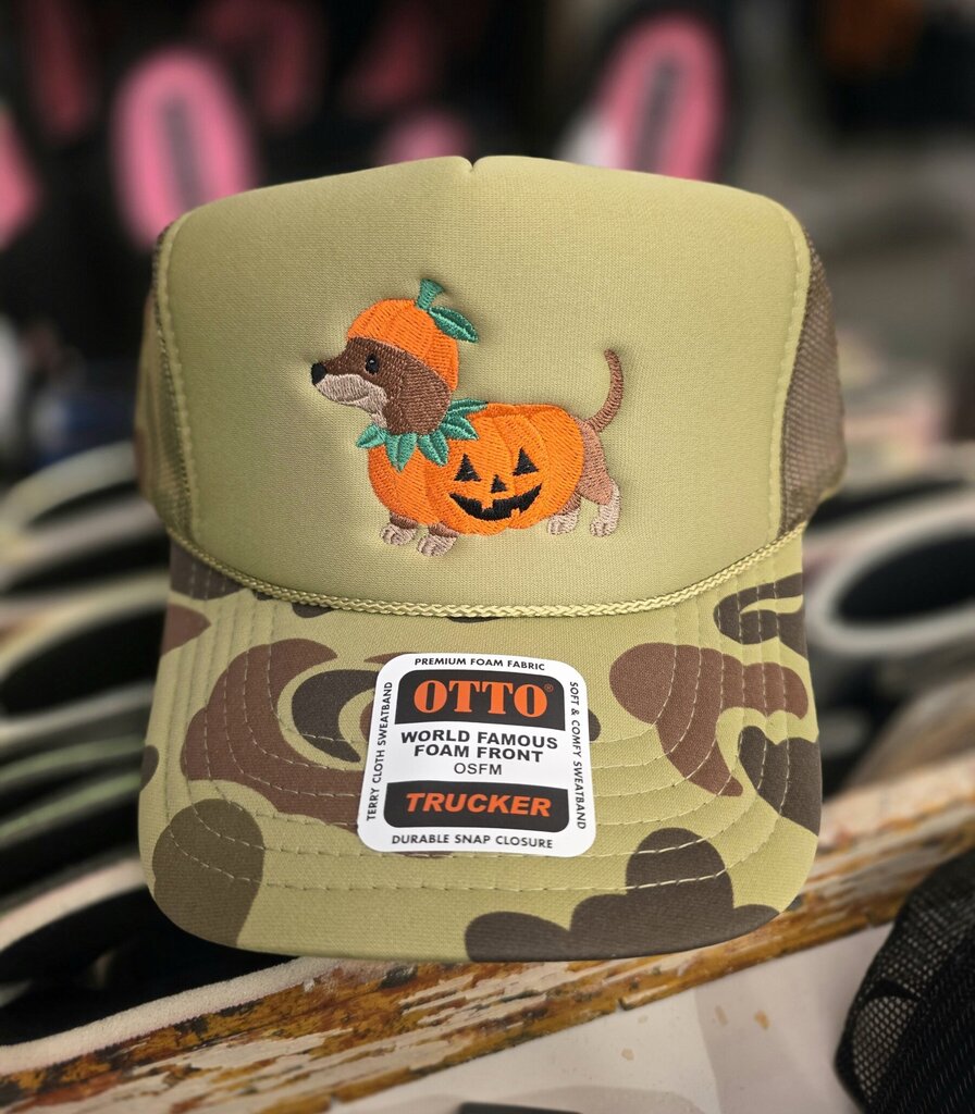 Pumpkin Dachshund Embroidered Hat