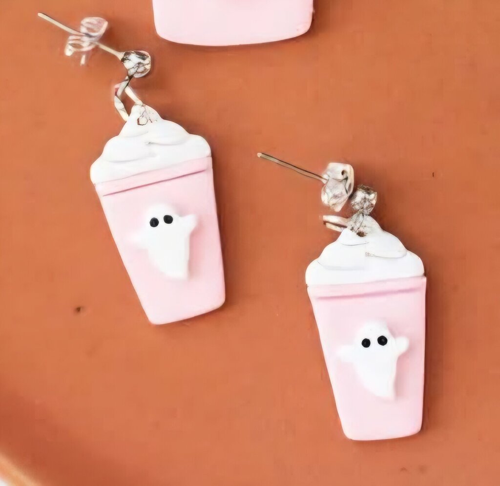 Pink Ghost Latte Earrings