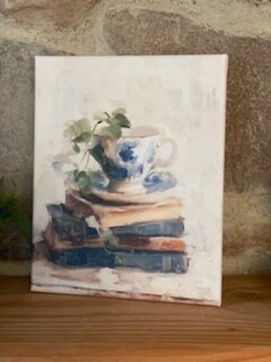 Book w/ Blue Cup Canvas