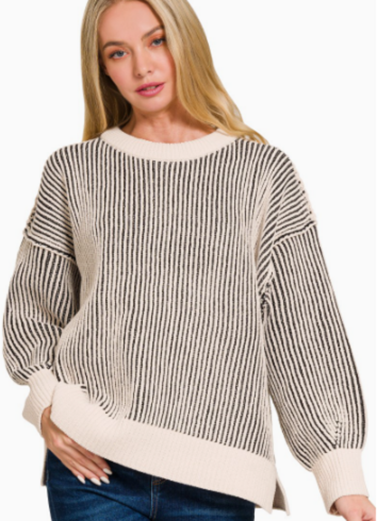 Two Tone Ribbed Sweater