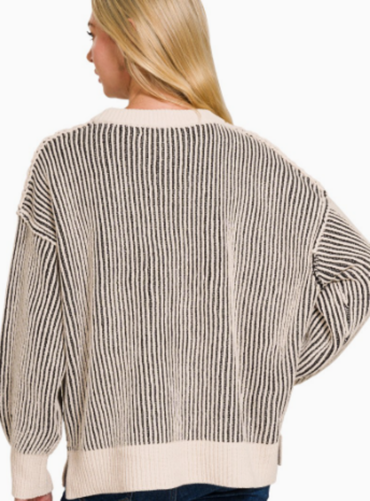 Two Tone Ribbed Sweater