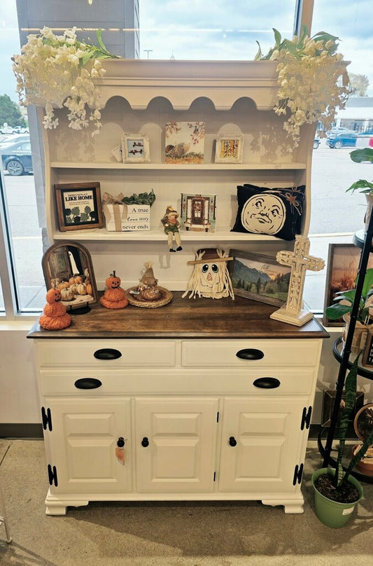 White hutch stained top