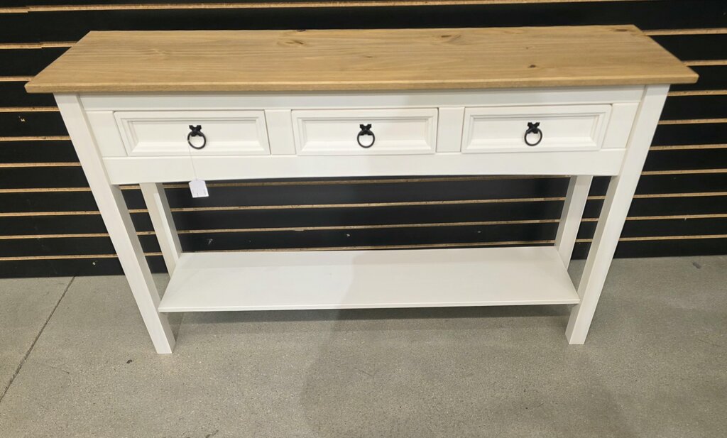 3 Drawer White Pine Console