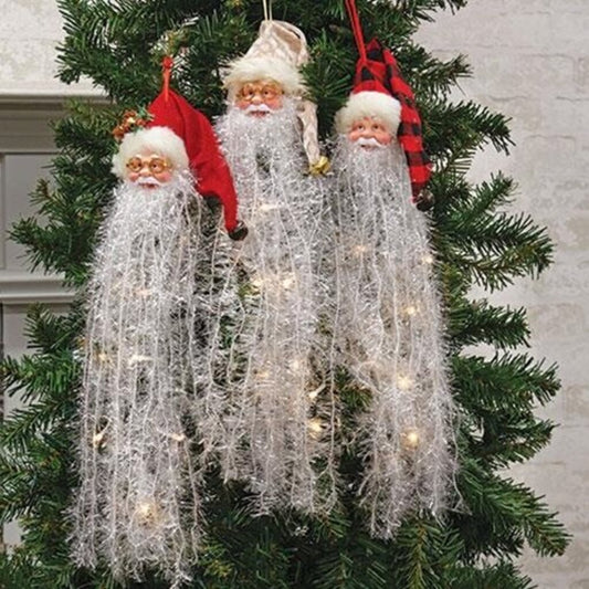 LED Tinsel Beard Santa