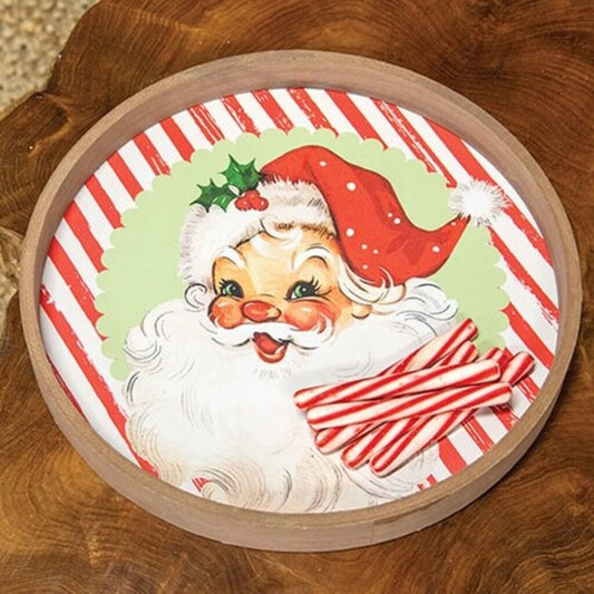 Sweet Santa Wooden Round Tray