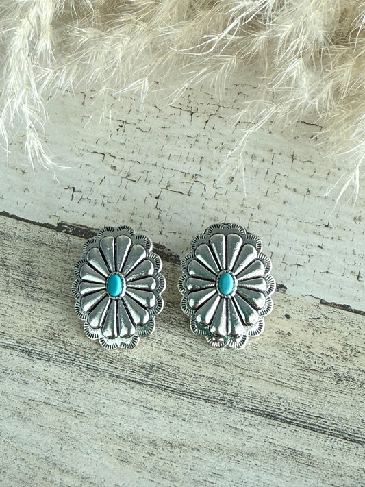 Western Concho Turquoise Earrings