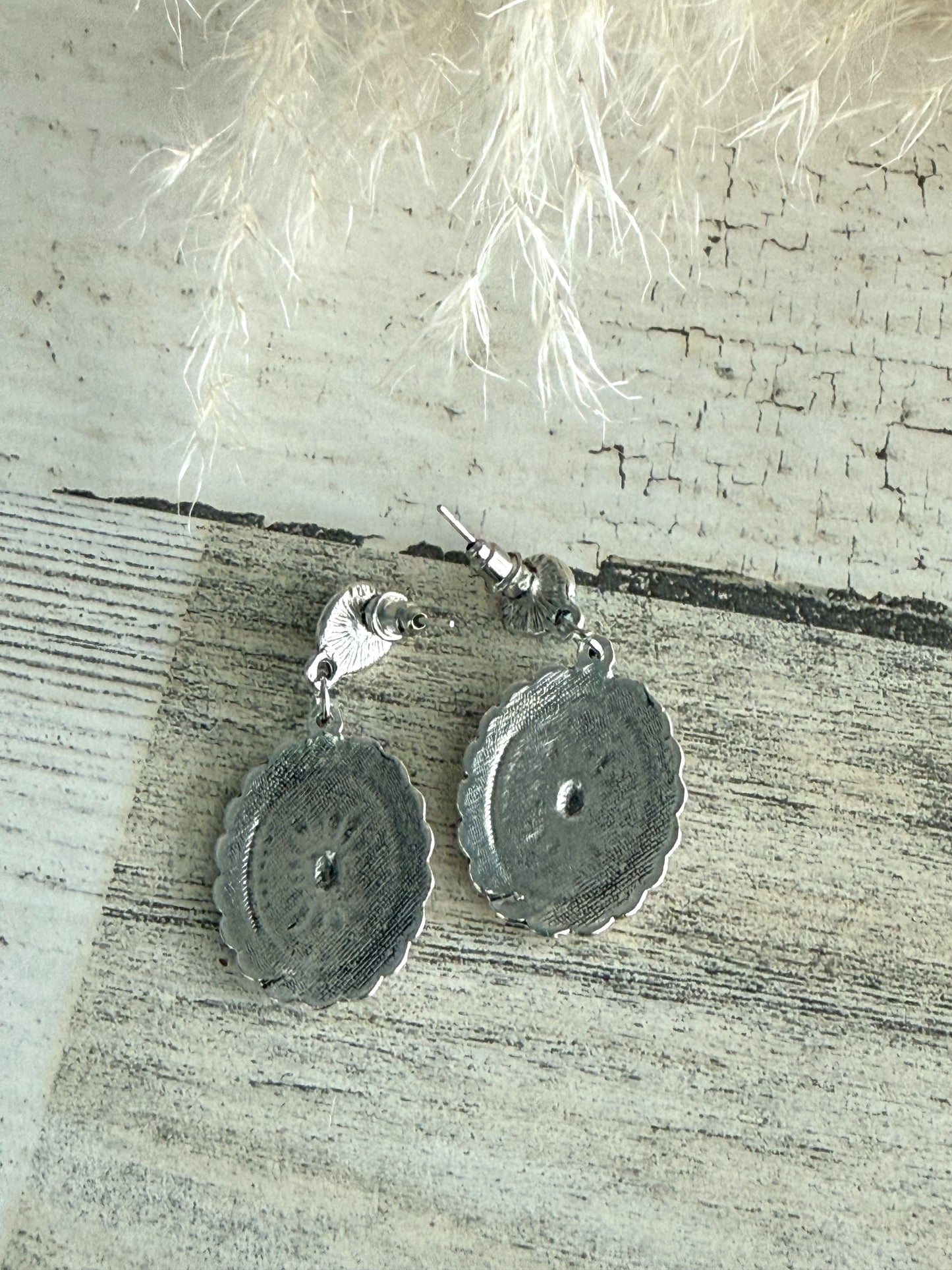 Western Concho Turquoise Dangle Earrings