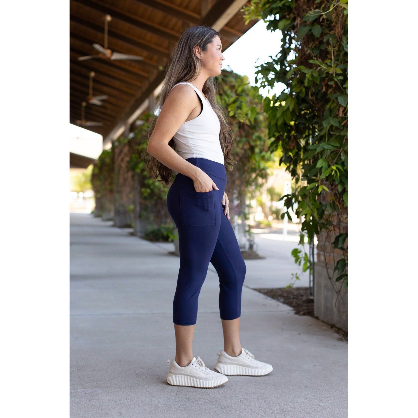 Ready to Ship  |  Navy CAPRI with Pocket   - Luxe Leggings by Julia Rose®