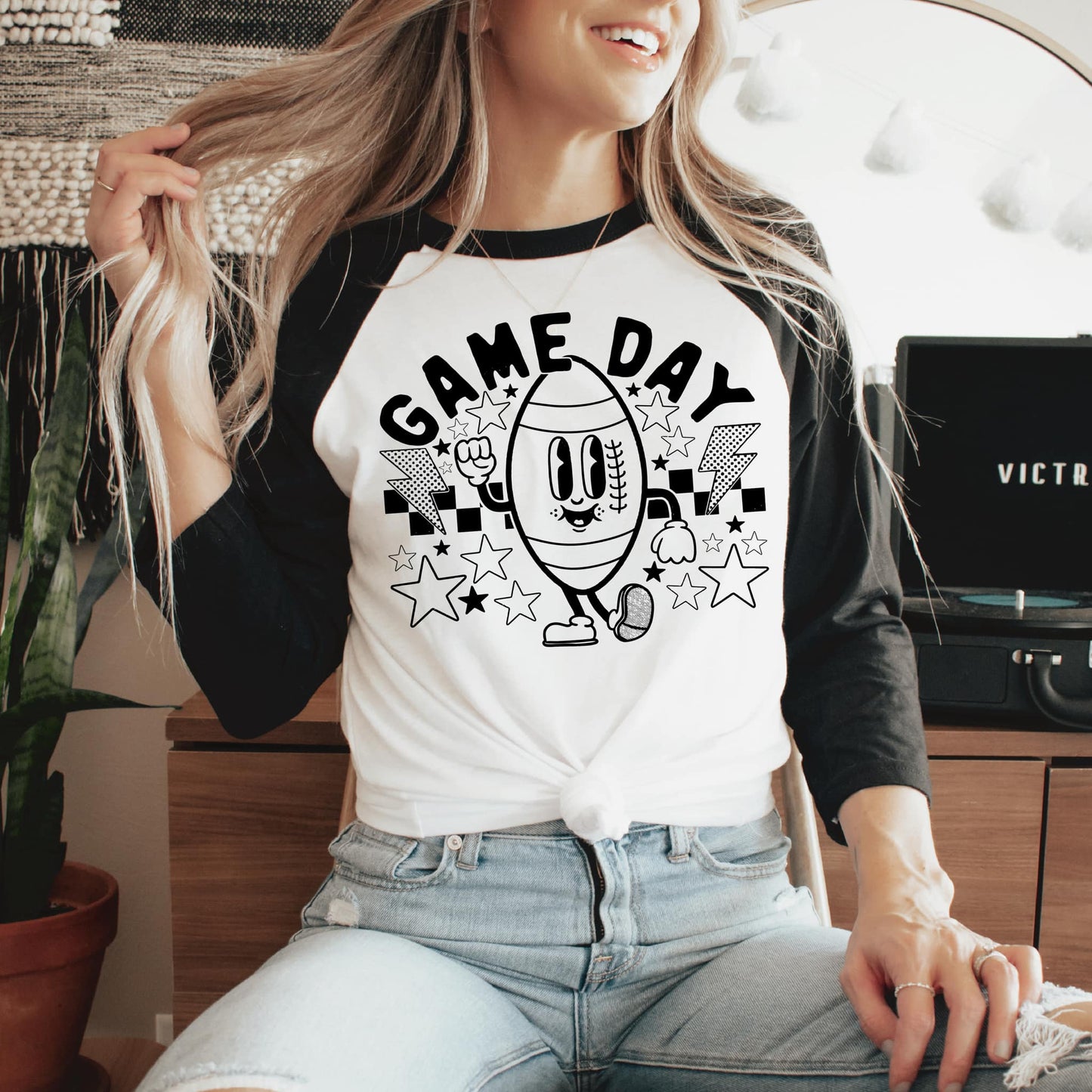 Game Day  3/4 sleeve graphic tee
