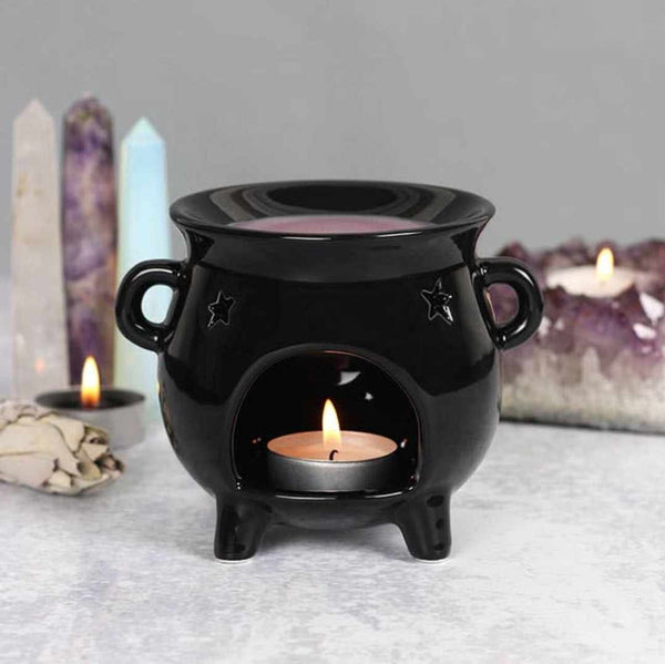 Gothic Black Cauldron Halloween Oil Burner and Wax Warmer