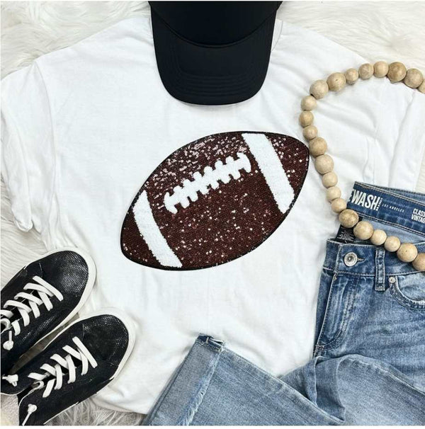 Sequin Football Chenille Patch Everyday Tee