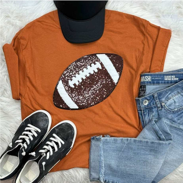 Sequin Football Chenille Patch Everyday Tee