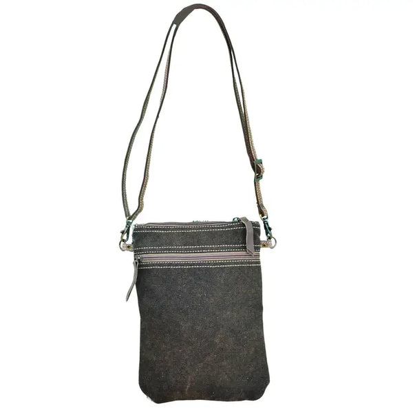 White Canvas Pattern With Fur Shoulder Bag