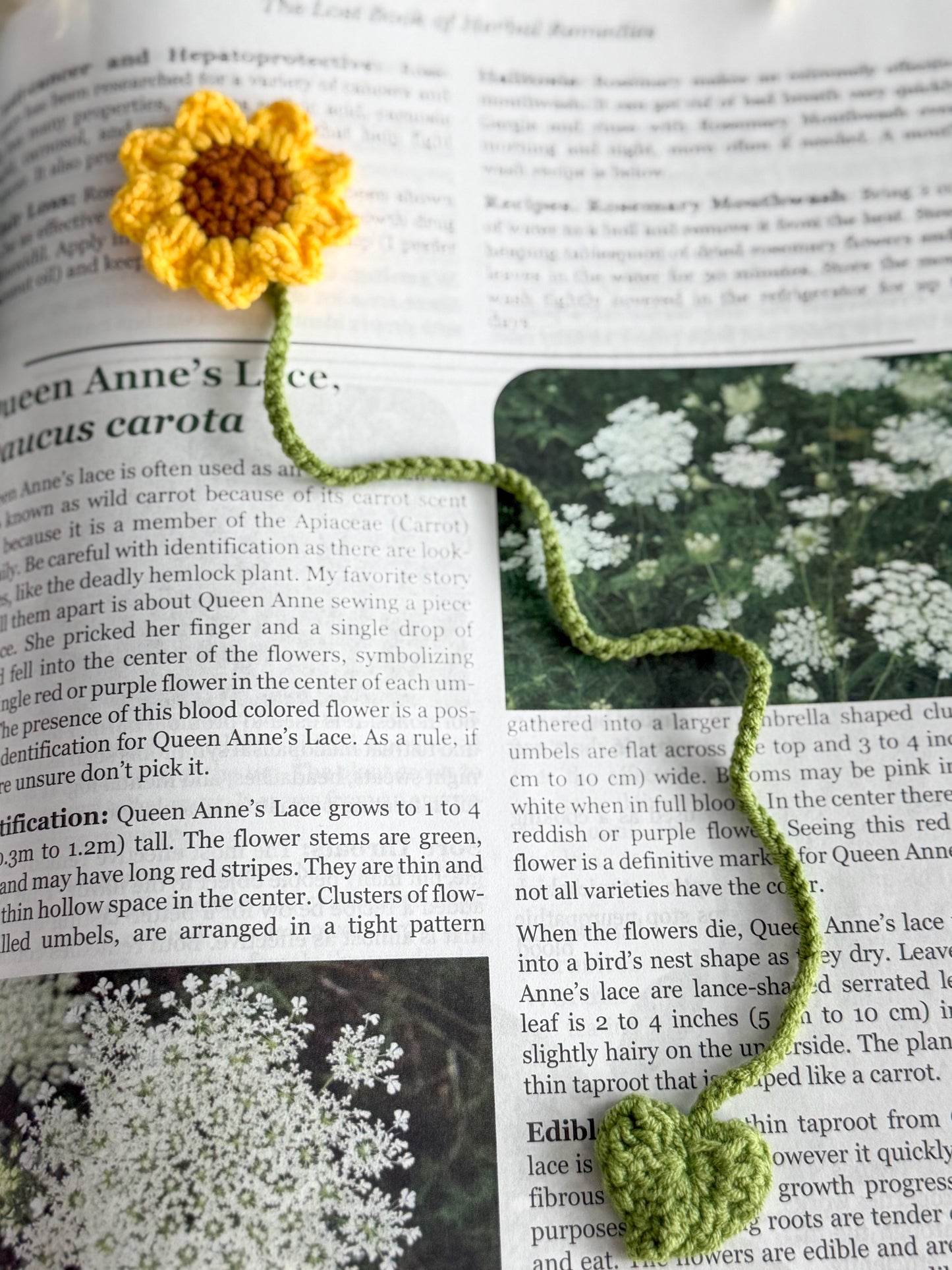Dainty Crochet Bookmark "Sunflower"