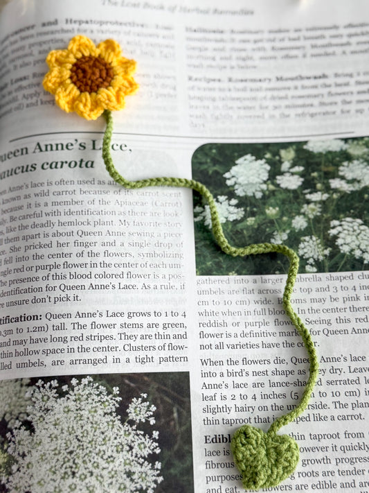 Dainty Crochet Bookmark "Sunflower"