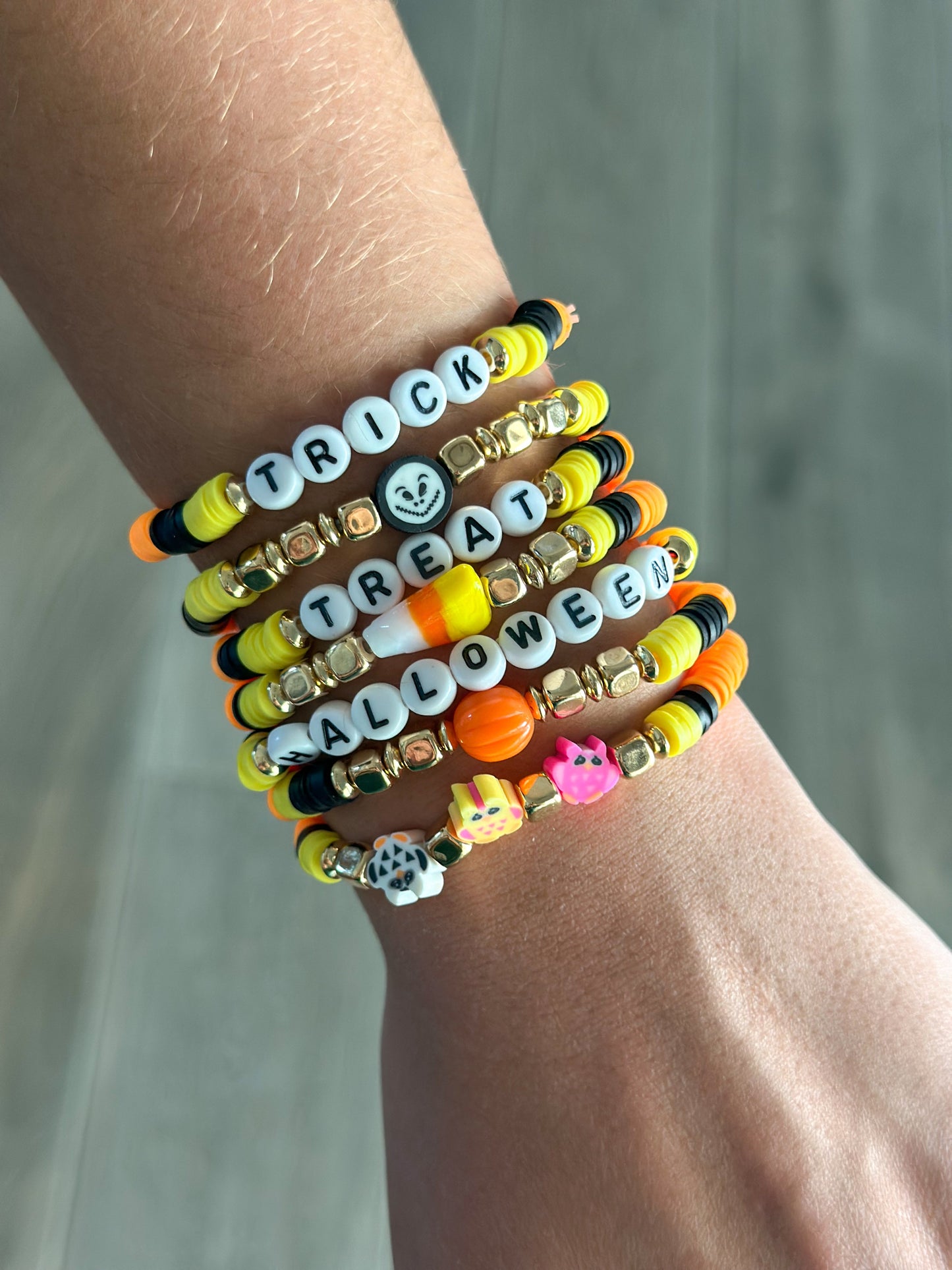 "Trick or Treat" 7 Piece Halloween Bracelet Set