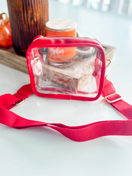 Chelsey Clear Stadium Bag "Red"