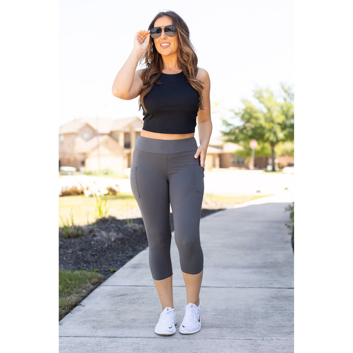 Ready to Ship | The Dani -  Charcoal CAPRI with POCKETS  - Luxe Leggings by Julia Rose®