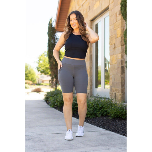 Ready to Ship  | The Christy -  Charcoal BIKER  SHORTS - Luxe Leggings by Julia Rose®