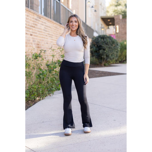 Julia Rose black flare leggings high-waisted and buttery soft