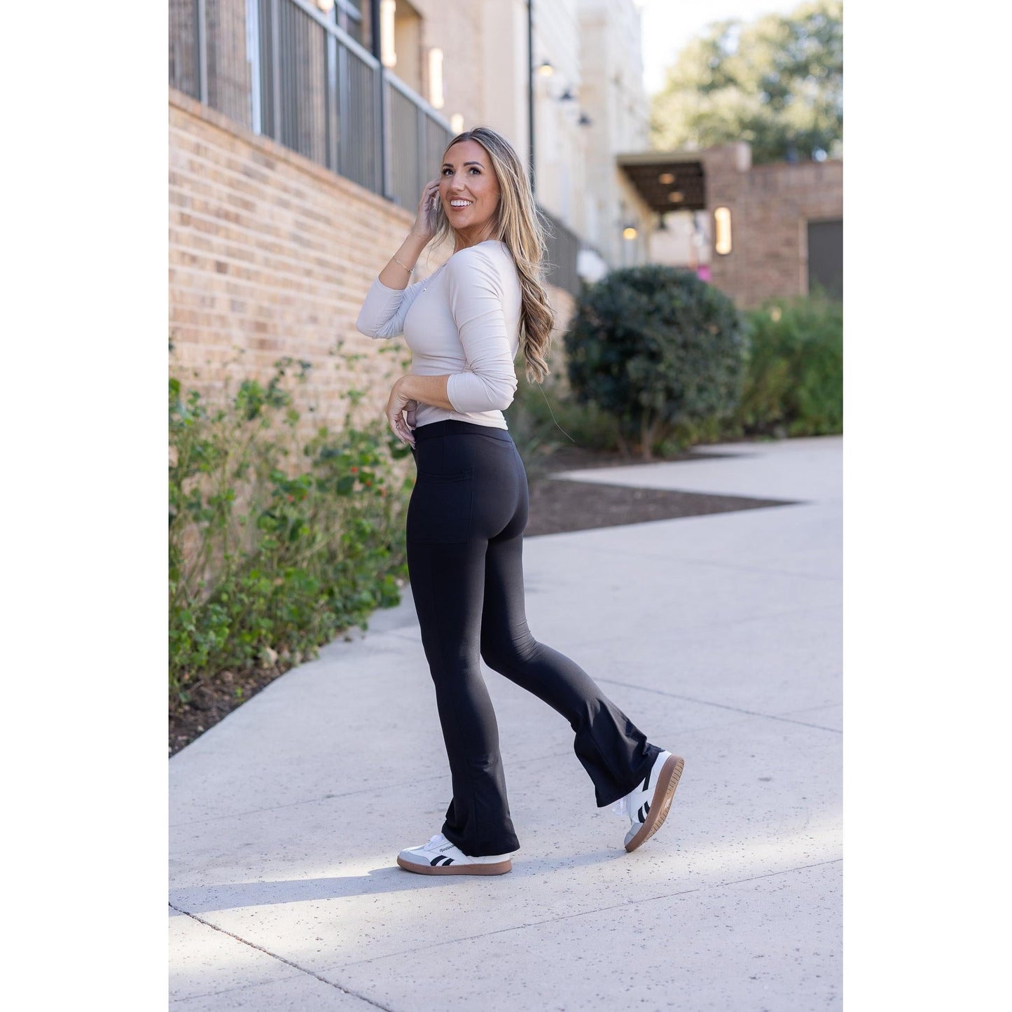 Julia Rose black flare leggings high-waisted and buttery soft