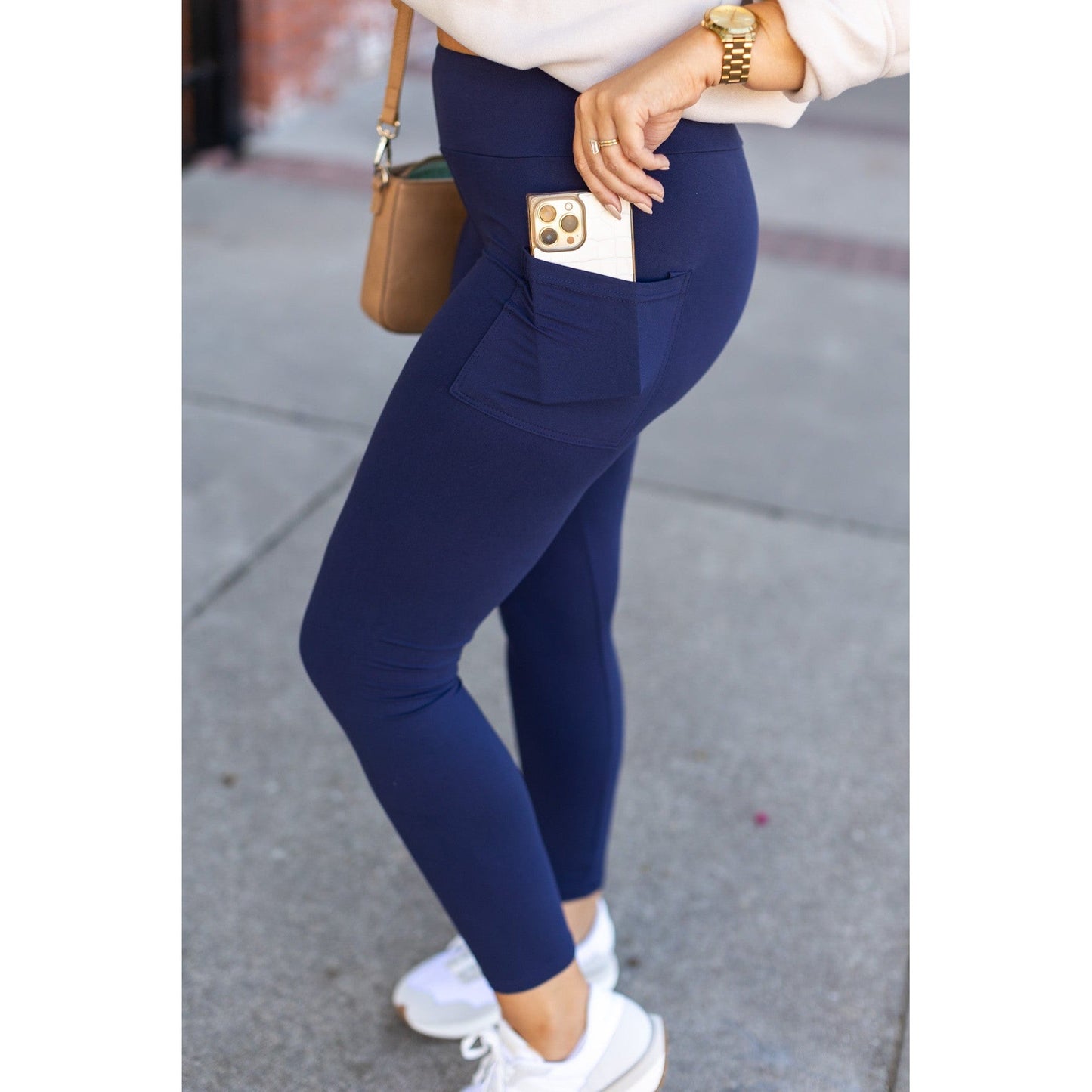 Ready to Ship | The Nyla - Navy Full-Length with Pocket Leggings - Luxe Leggings by Julia Rose®