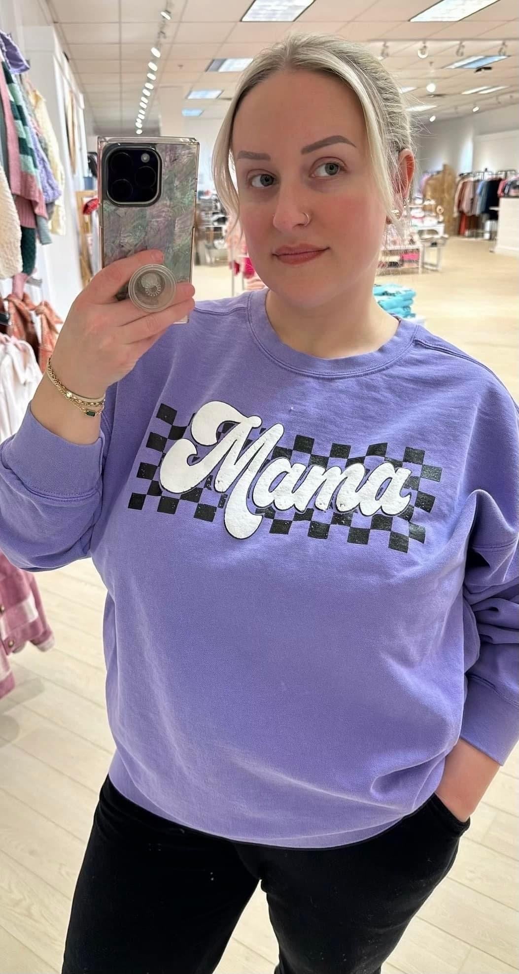 (CREW) Checkered Mama Sweatshirt - RTS