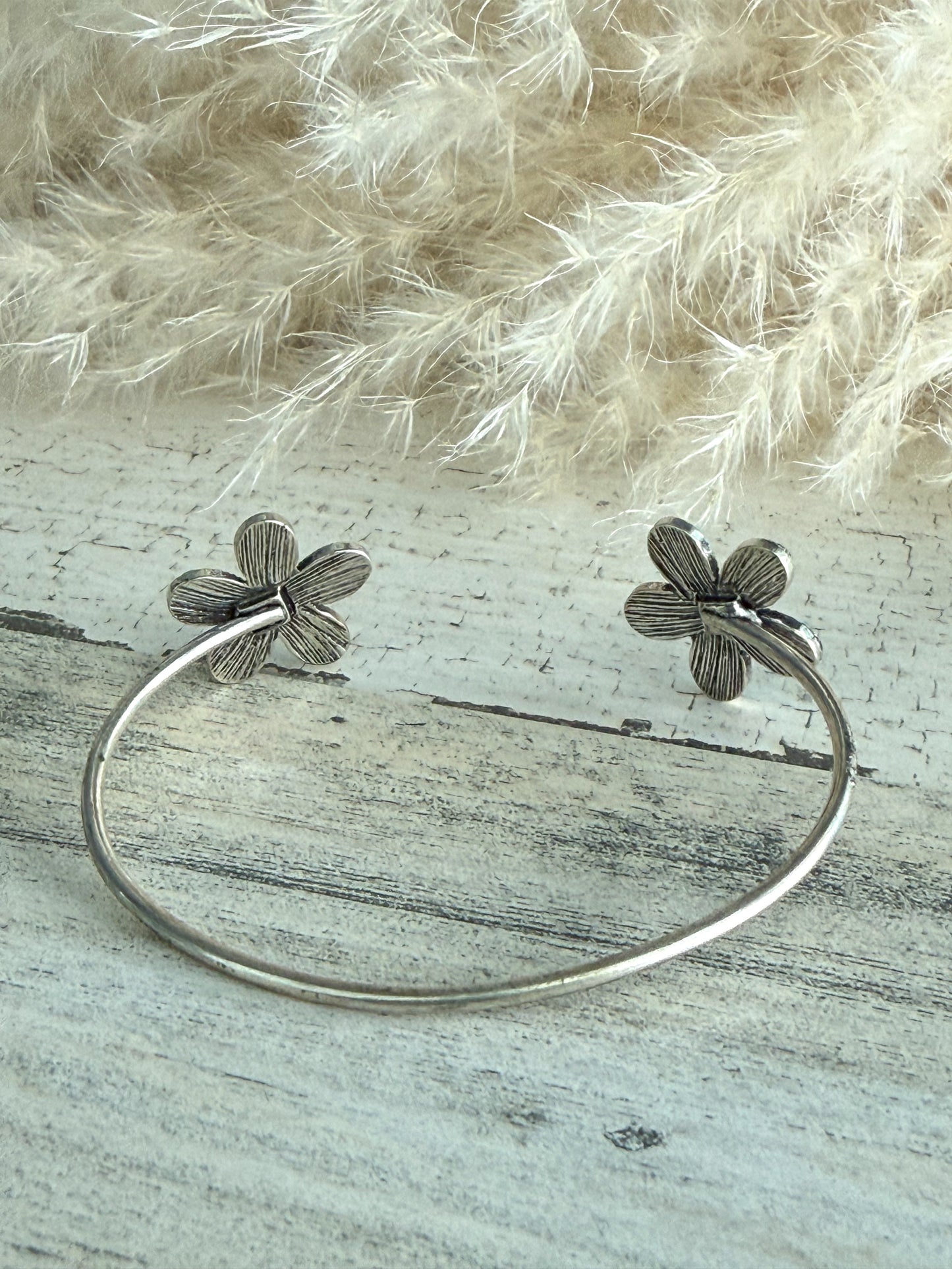 Western Turquoise Flower Reverse Cuff