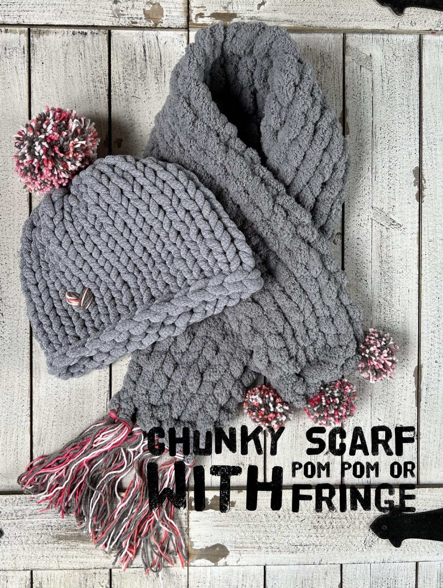 How To Knit A Scarf With Pom-Pom Yarn • Free Knitting Pattern