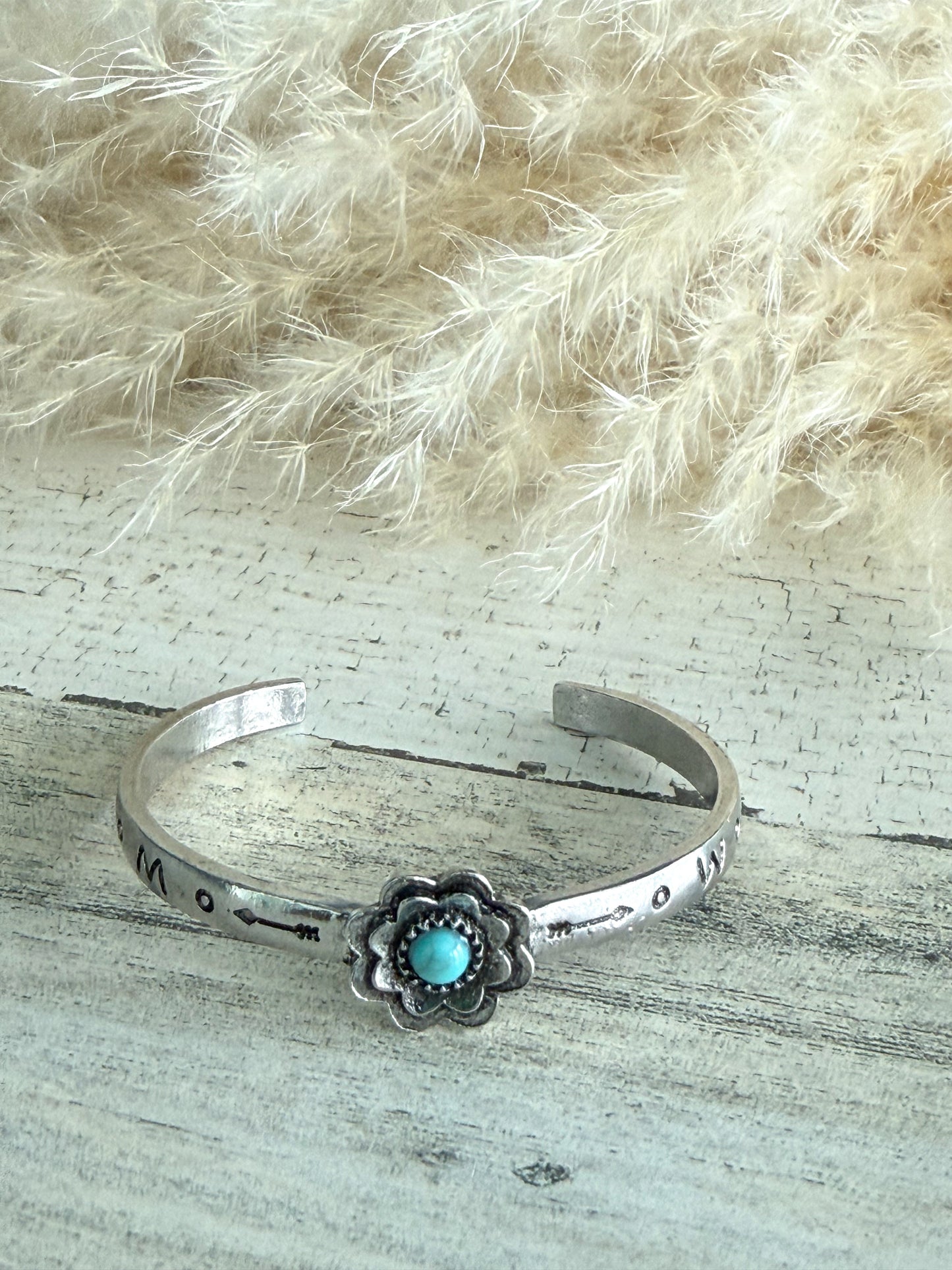 Western Flower Turquoise Cuff