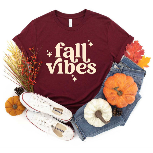 Fall Vibes Graphic Tee in Maroon