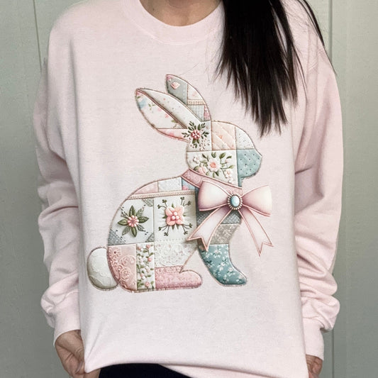 Patchwork Bunny Graphic Tee or Sweatshirt