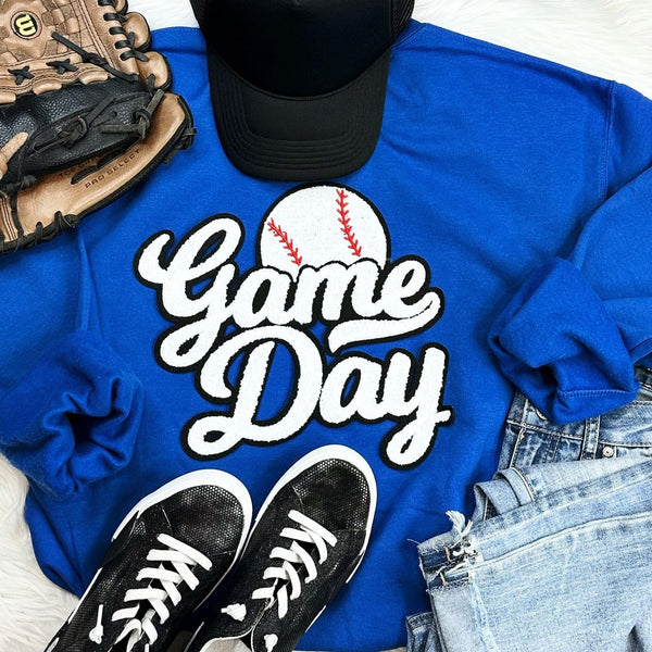 Game Day Baseball Chenille Tee + Sweatshirt
