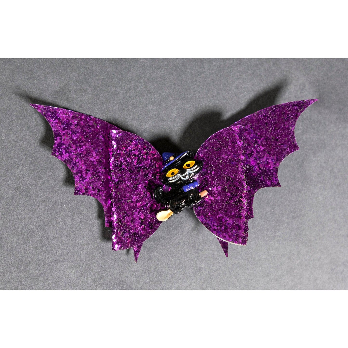 Julia Rose Halloween sequin hair bow, Sparkly Halloween hair bow close-up