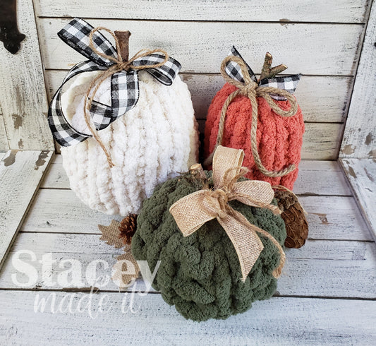 Chunky Yarn Hand Knitted Pumpkins Class Sat 08/26 1:30pm