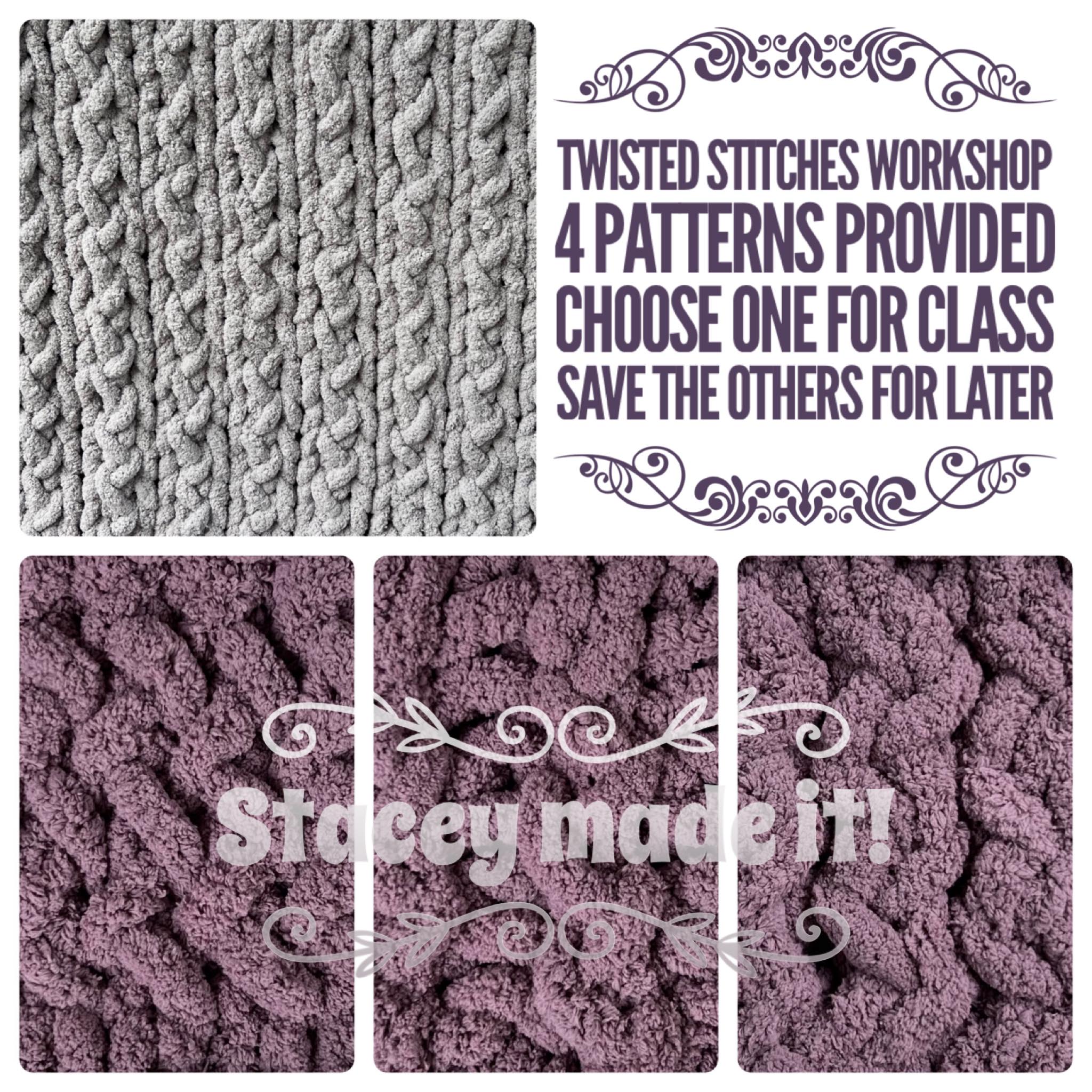 New! Chunky Yarn Finger knitting twisted stitches patterns workshop 09/24  2pm