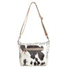 Flower Pattern Recycled Rug With Cowhide Crossbody