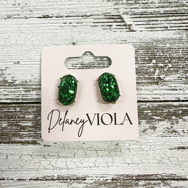 Envy Stylz Boutique Women - Accessories - Earrings Green Glitter Stud Earrings