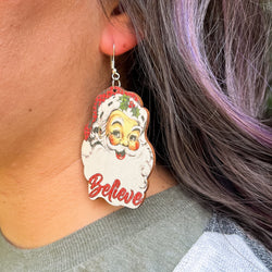Santa Believe Wooden Earrings