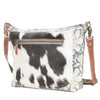 Flower Pattern Recycled Rug With Cowhide Crossbody