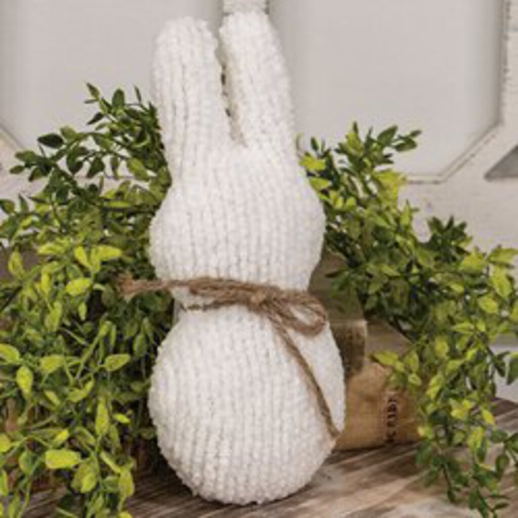 Stuffed White Chenille Bunny Ornament
