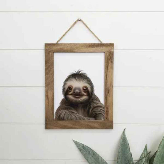 Cute Baby Sloth Wood Sign