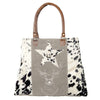 Deer And Star Cowhide Tote Bag